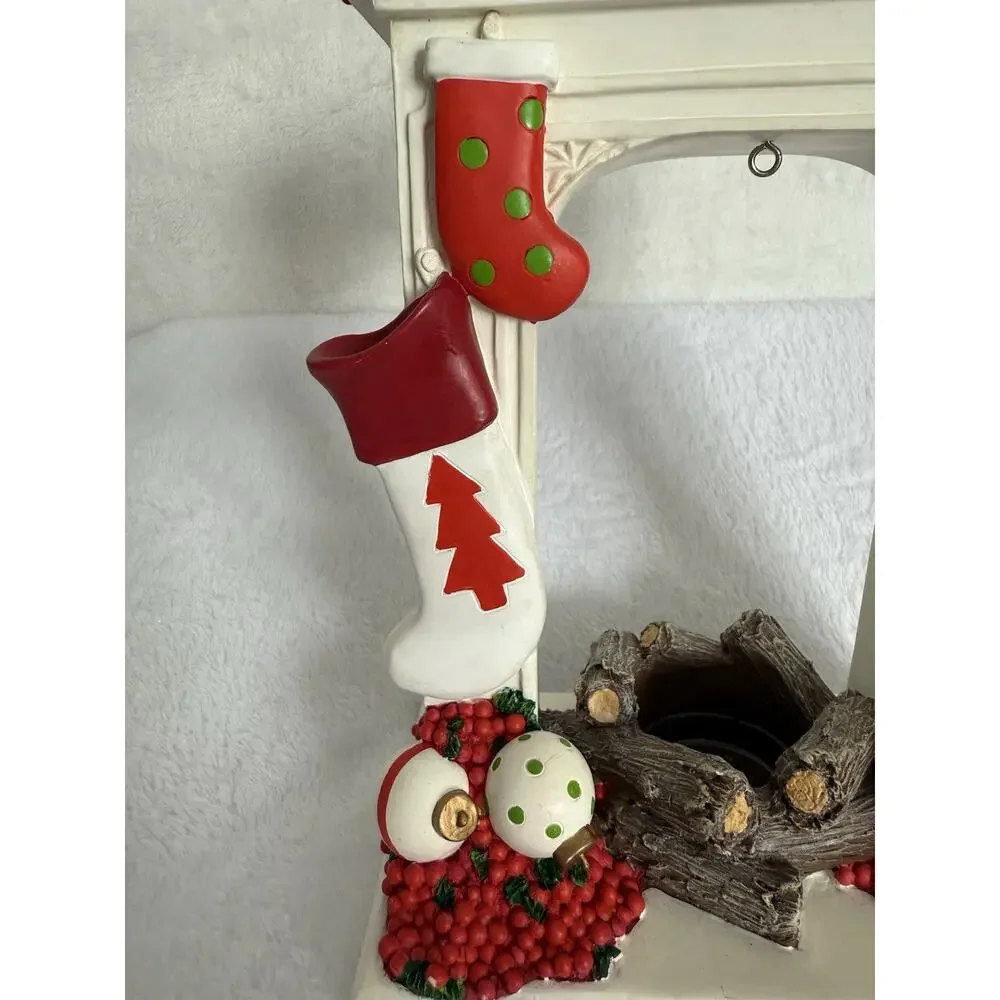 Yankee Candle Christmas Mantle Fireplace Stockings 10” Tea Light Tart Wax Warmer